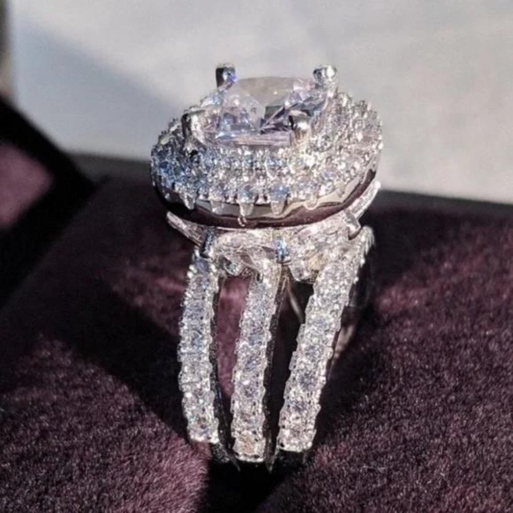 NEW LUXURY ENGAGEMENT 925 STERLING SILVER DIAMOND RING, CUTE RING, SHINY RING. - Picture 4 of 7